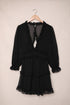 Layered Ruffled Open Back Puff Sleeve Swiss Dot Mini Dress